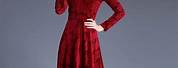 Red Velvet Long Sleeve Maxi Dress