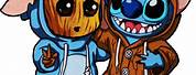 Stitch and Groot Halloween PNG