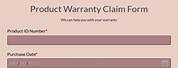 Warranty Claim Information Required
