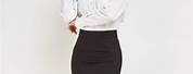 White Bodysuit with Black Pencil Skirt