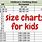 110 Size Chart for Kids