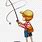 Boy with Fishing Pole Clip Art