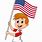 Cartoon Holding American Flag