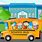 Cartoon School Bus with Children