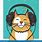 Cat with Headphones Cartoon
