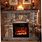 Electric Fireplace with Stone Wall