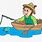 Fisherman in Boat Clip Art