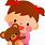 Girl with Teddy Bear Clip Art