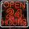 Glowing and Blinking Red Retro Neon Sign for Open 24-Hours