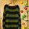 Green and Black Striped Sweater