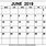 June Calendar Printable PDF
