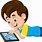 Kid Playing On iPad Cartoon