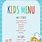 Kids Restaurant Menus Printable