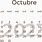 October Calendar in Spanish