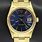 Rolex Oyster Perpetual Gold Watch Blue Dial