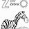 Z for Zebra Color Page