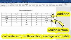 How to calculate in word table (sum, multiplication, average)