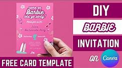 DIY BARBIE-THEMED INVITATION ON CANVA TUTORIAL - GET FREE CANVA TEMPLATE - LINK IN DESCRIPTION