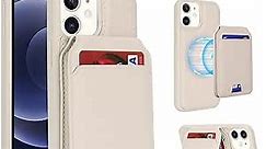 SailorTech iPhone 12 Mini case with Credit Card Holder mag Safe, iPhone 12 Mini Phone Leather Case Wallet for Women Compatible mag Safe Wallet Detachable 2-in-1 for Men-Beige