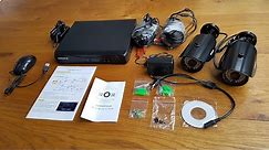 Unboxing and setup of a SANSCO 1080N DVR Recorder with 2x 1.3MP Outdoor Cameras and 1TB Hard Drive