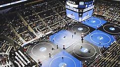 Watch a wrestling time-lapse as the championships go from 8 mats to 1