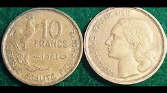 France - 10 Franc Coins Dated 1951