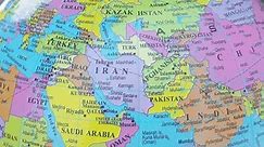 ワールドビュー、アジア、中東、アフリカ地図、ヨーロッパ、アメリカ、中央アジア、イラン、サウジアラビアの地図