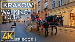 City Walk along the Streets of Krakow, Poland - 4K City Walking Tour with City Sounds - Episode #1