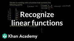 Recognizing linear functions | Linear equations and functions | 8th grade | Khan Academy