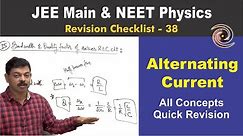 Alternating Current | Revision Checklist 38 for JEE Main & NEET