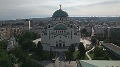 Temple of Saint Sava. Belgrade. Serbia. Aerial view. Panorama of Belgrade.