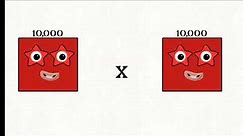 Numberblocks 1 to 100,000,000 are generated through multiplication (times)