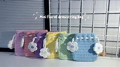 Crochet tutorial: How to do Mini Flower Drawstring Bag
