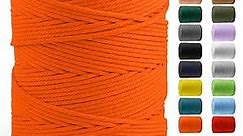 Macrame Cotton Cord 5mm x 328yds, ZUEXT Natural Handmade Orange Braided Cords 4 Strands Knitted Rope String for Craft Wall Hanging Weaving Tapestry Dream Catchers Hanger DIY Gift (300m)