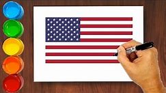Drawing USA flag step by step | The American Flag | United State of America
