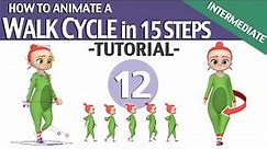 WALK CYCLE IN 15 STEPS ▶️▶️▶️ TUTORIAL #12 (Intermediate level)