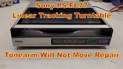 Sony PS-FL77 Linear Tracking Turntable rotates, but the tonearm will not move at all. EASY REPAIR!