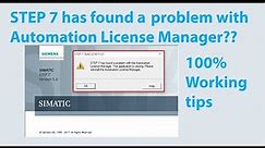 STEP 7 has found a problem with the automation license manager