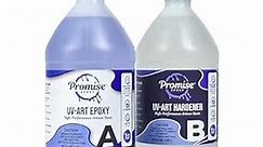Promise Epoxy - 1 Gallon Kit of UV Art Formula Crystal Clear Coating Table Top Epoxy Resin with Superior UV Resistant Hard Finish on Tabletop, Countertop, Bar Top, Perfect for DIYers, Home Decor