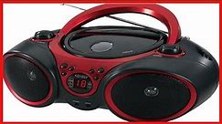 JENSEN CD-490 Portable Stereo CD Player with AM/FM Radio and Aux Line-In, Red and Black