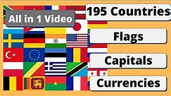 All 195 countries of the world with flags, capitals and currencies | Global Geography