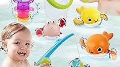 Dwi Dowellin Bath Toy for Toddlers ,Bathtub Toy with Floating Mold Free Swimming Toys and Stacking Cups,Magnetic Fishing Game for Toddles and Babies
