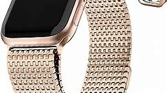 Fullmosa Compatible Apple Watch Band 45mm 44mm 42mm, Stainless Steel Mesh Loop Magnetic Clasp iWatch Band with TPU Case for Apple Watch Series 9 8 7 6 5 4 3 2 1 SE SE2 (Rose Gold)