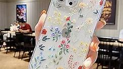 Compatible with iPhone SE 2020 Flower Case,Clear Full Body Protective Floral Girls Women Shockproof TPU Case for iPhone SE 2020 - Green