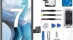 for iPhone 7 Screen Replacement Black with Home Button 4.7" 3D Touch LCD Display Digitizer Full Assembly with Front Camera Ear Speaker Front Glass Fix Tools Repair Kit for A1660, A1778, A1779