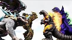 TEAM ARK TITANS vs. SHOWA/HEISEI/LEGENDARY/MECHA and SUPER GODZILLA | ARK Kaiju Battle 🦎