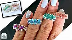 Kissing Crystals Beaded Ring Tutorial using seed beads and 4mm bicone crystals DIY Jewelry Making