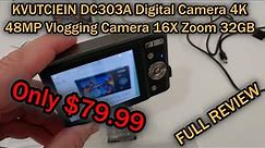 KVUTCIEIN DC303A Digital Camera, 4K 48MP Vlogging Camera 16X Zoom 32GB FULL REVIEW