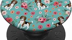 Cute Beagle Flower Pattern PopSockets PopGrip: Swappable Grip for Phones & Tablets
