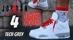 EARLY LOOK!! JORDAN 4 WHITE OREO REVIEW & ON FEET W/ LACE SWAPS!!